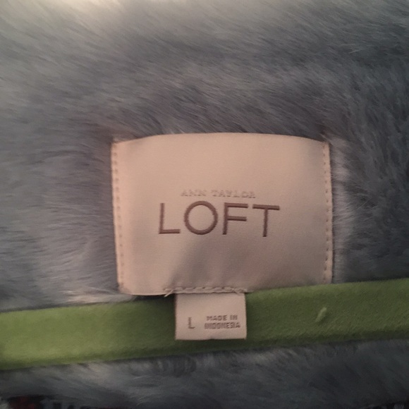 ANN TAYLOR LOFT Faux Fur Blue Coat - Picture 4 of 8